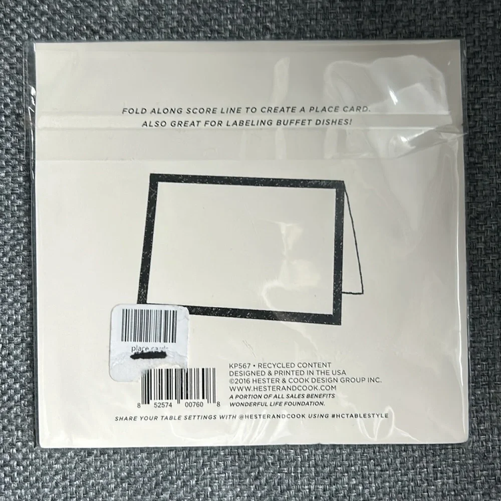 Hester & Cook PLACE CARDS PACKAGE INCLUDES 12 TENTED CARDS
